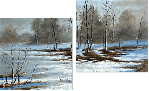 Bog cloudy, winter day  - Obraz dwuczęściowy, Dyptyk