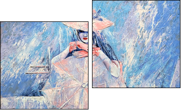 The girl with an umbrella  - Obraz dwuczęściowy, Dyptyk