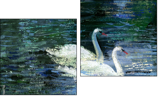 Two swans  - Obraz dwuczęściowy, Dyptyk