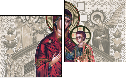 antique russian icon - elaborated image  - Obraz dwuczęściowy, Dyptyk