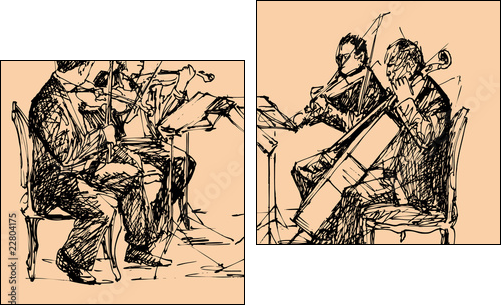 musician quartet  - Obraz dwuczęściowy, Dyptyk