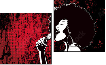 jazz singer on grunge background  - Obraz dwuczęściowy, Dyptyk