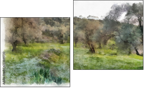 olives fields painting - Obraz dwuczęściowy, Dyptyk