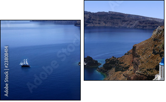 Piękno Santorini uchwycone w panoramie
 - Obraz dwuczęściowy, Dyptyk