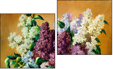 Lilac bouquet in a vase  - Obraz dwuczęściowy, Dyptyk