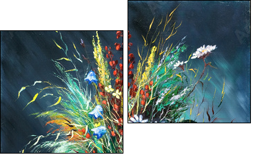 Bouquet of wild flowers in a vase  - Obraz dwuczęściowy, Dyptyk