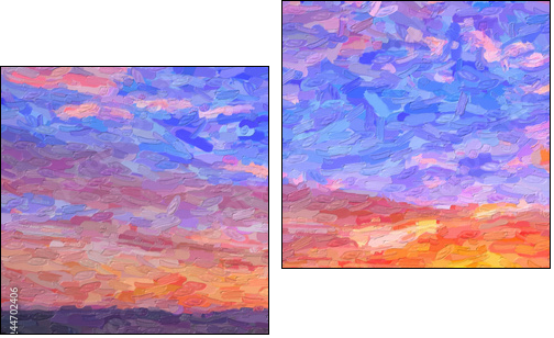 IMPRESSIONISM sunset in the mountains - Obraz dwuczęściowy, Dyptyk