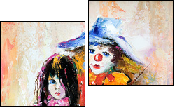 The clown with a violin and the girl with an accordion  - Obraz dwuczęściowy, Dyptyk