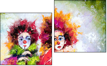 Two clowns with a violin and a pipe  - Obraz dwuczęściowy, Dyptyk