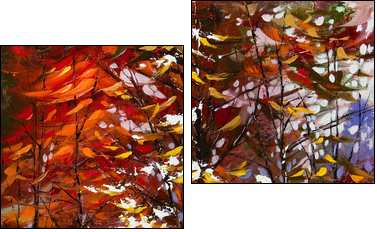 Road to autumn wood  - Obraz dwuczęściowy, Dyptyk