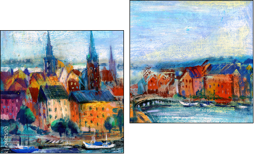 City landscape  - Obraz dwuczęściowy, Dyptyk