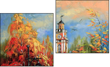 Ancient Vitebsk in the autumn  - Obraz dwuczęściowy, Dyptyk