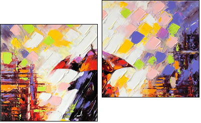 Two enamoured under an umbrella  - Obraz dwuczęściowy, Dyptyk