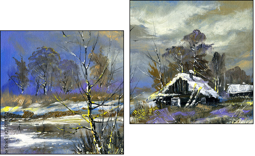 Winter landscape  - Obraz dwuczęściowy, Dyptyk