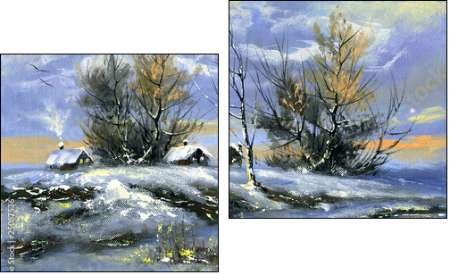 Winter landscape  - Obraz dwuczęściowy, Dyptyk