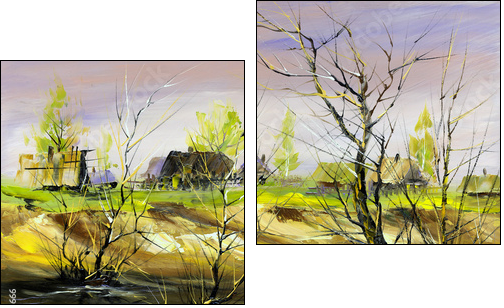 Winter landscape  - Obraz dwuczęściowy, Dyptyk