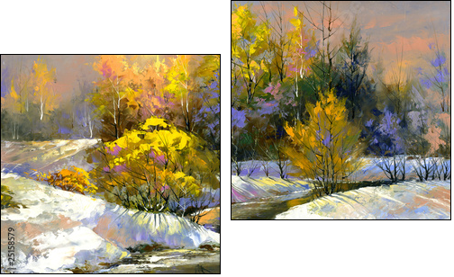 Winter landscape  - Obraz dwuczęściowy, Dyptyk