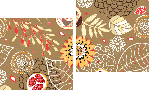 Jesienna kompozycja kwiatów i liści
 - Obraz dwuczęściowy, Dyptyk