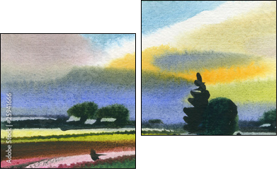 Water colour landscape  - Obraz dwuczęściowy, Dyptyk