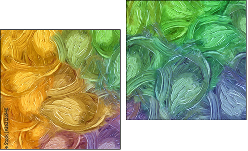 Impressionism wall art print. Vincent Van Gogh style oil painting. Swirl splashes. Surrealism artwork. Abstract artistic background. Real brush strokes on canvas. - Obraz dwuczęściowy, Dyptyk