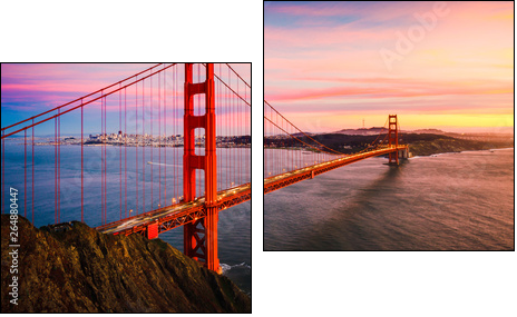 The Golden Gate Bridge at Sunset, San Francisco , CA - Obraz dwuczęściowy, Dyptyk
