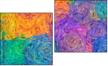 Abstract impressionism painting in Vincent Van Gogh style imitation. Art design background pattern for artistic creative printing production. Wall poster or canvas print template for interior decor. - Obraz dwuczęściowy, Dyptyk
