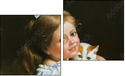 Portrait of the girl with a cat  - Obraz dwuczęściowy, Dyptyk