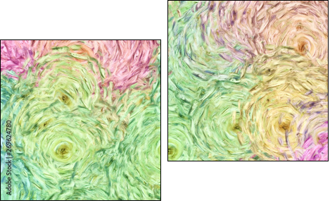 Abstract painting impressionism wall art print example with oil imitation in Vincent Van Gogh style. Artistic contemporary design decor elements. Pop modern abstraction with vibrant bright strokes. - Obraz dwuczęściowy, Dyptyk