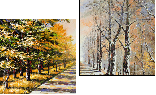 Allegory on theme winter-autumn  - Obraz dwuczęściowy, Dyptyk