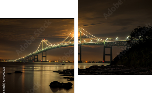 Newport bridge at night - Obraz dwuczęściowy, Dyptyk