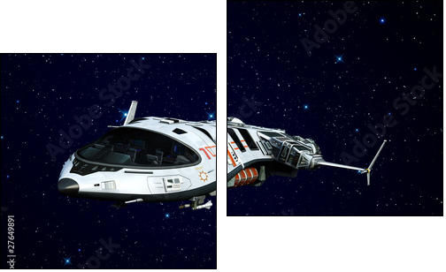 spaceship flying on the stars  - Obraz dwuczęściowy, Dyptyk