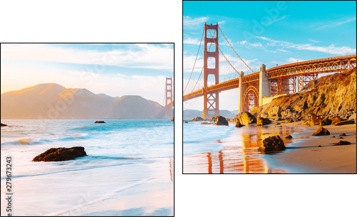 Golden Gate Bridge at sunset, San Francisco, California, USA - Obraz dwuczęściowy, Dyptyk