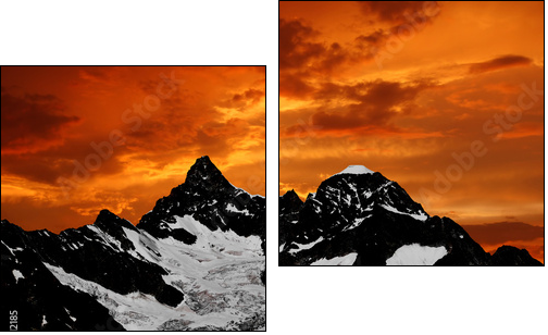 sunset on the Ober Gabelhorn  - Obraz dwuczęściowy, Dyptyk