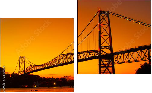 Hercilio Luz bridge in the sunset - Obraz dwuczęściowy, Dyptyk