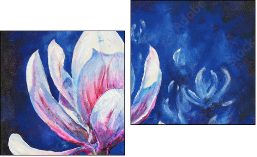 Akrylowa magnolia - Obraz dwuczęściowy, Dyptyk