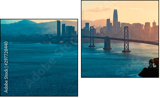 Aerial view of the Bay Bridge in San Francisco, CA - Obraz dwuczęściowy, Dyptyk