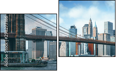 Suspension Brooklyn Bridge across Lower Manhattan and Brooklyn. New York, USA. - Obraz dwuczęściowy, Dyptyk