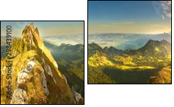 Słońce i góry – mariaż idealny - Obraz dwuczęściowy, Dyptyk