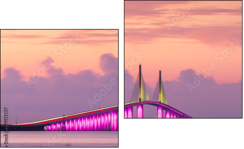Sunshine Skyway Bridge spanning the Lower Tampa Bay - Obraz dwuczęściowy, Dyptyk