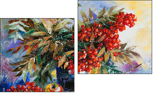 Still-life with a mountain ash and apples  - Obraz dwuczęściowy, Dyptyk