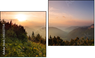 szczyt góry Fatra o zachodzie słońca - Słowacja 
 - Obraz dwuczęściowy, Dyptyk