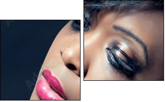 Beautiful young sensual woman with dark makeup  - Obraz dwuczęściowy, Dyptyk