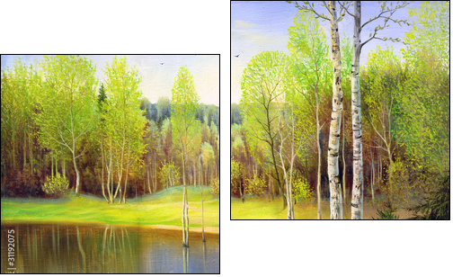 Wood lake  - Obraz dwuczęściowy, Dyptyk