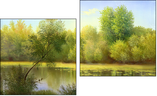 Wood lake  - Obraz dwuczęściowy, Dyptyk
