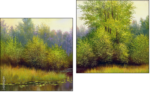 Wood lake  - Obraz dwuczęściowy, Dyptyk