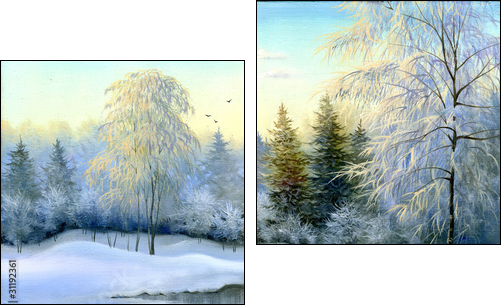 Winter wood  - Obraz dwuczęściowy, Dyptyk