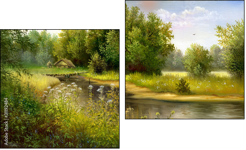 Wood lake  - Obraz dwuczęściowy, Dyptyk