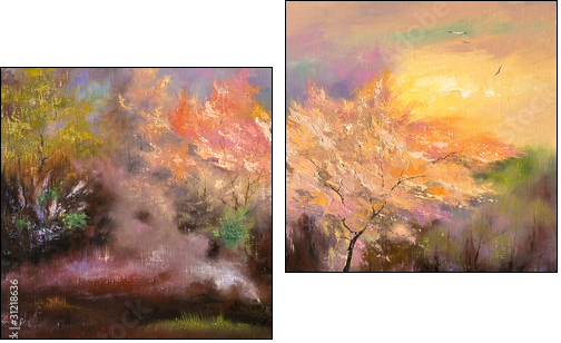 Storm, autumn, cloudy day  - Obraz dwuczęściowy, Dyptyk