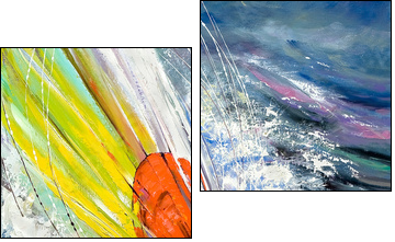 The sailing boat rushing on waves  - Obraz dwuczęściowy, Dyptyk