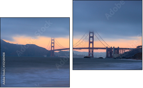 Beautiful view of  Golden gate bridge, San Francisco - Obraz dwuczęściowy, Dyptyk